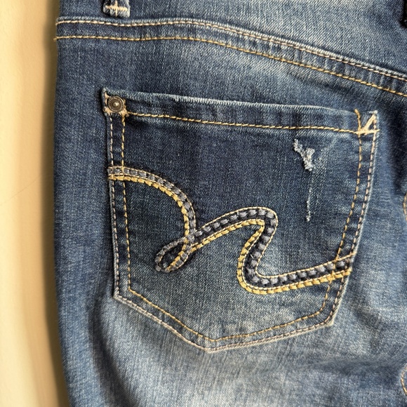 Wallflower Women's Distressed Denim Faded Stretchy Jeans Blue Size 7 Casual - Picture 6 of 16